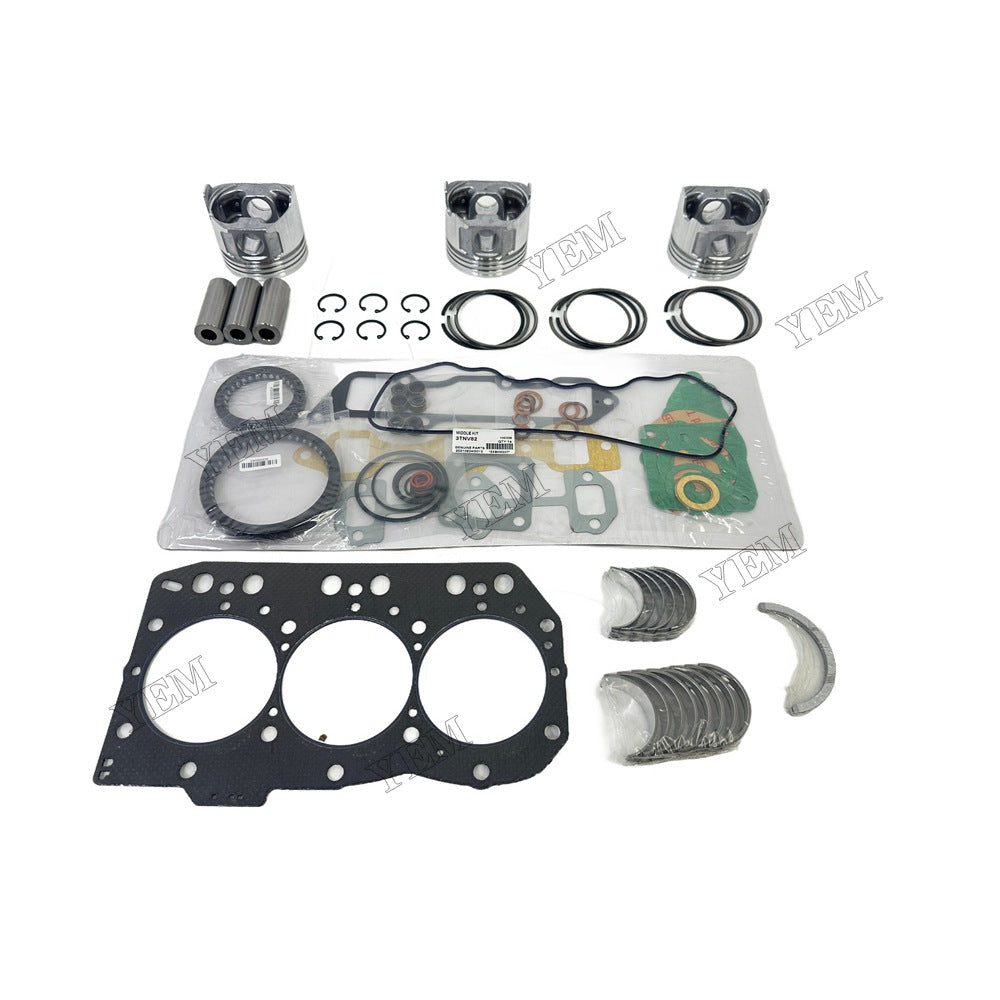 Piston With ring set Gasket kit main and connecting rod bearings Set For Yanmar 3TNV82 Engine Foe Yanmar