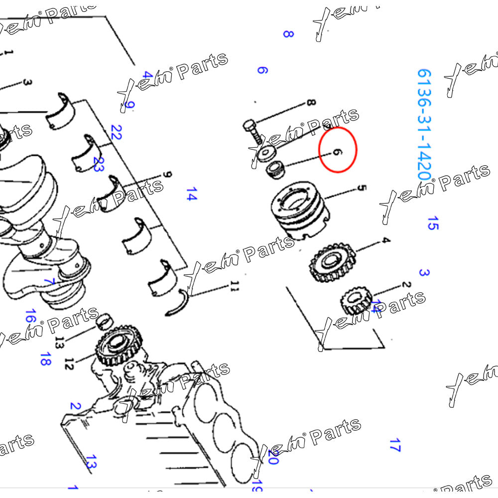 KOMATSU 6D108 TAPER COLLAR 6136-31-1420 For Komatsu