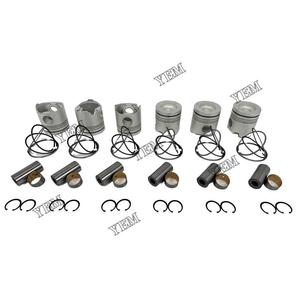 For Hino 6 pcs K13C Piston With Rings diesel engine parts YEMPARTS
