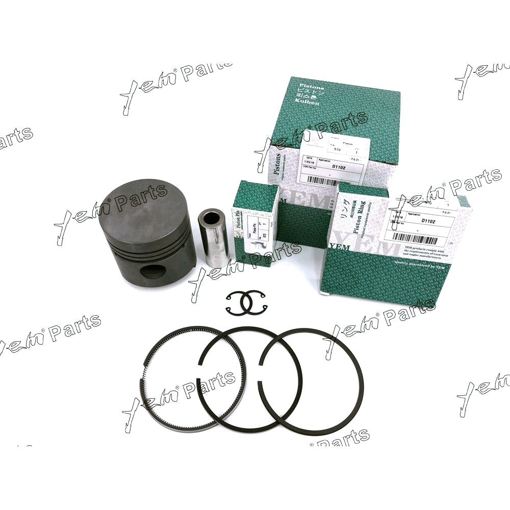 YEM Engine Parts Piston + Ring Kit Set STD 76mm For Kubota D1102 x3 PCS Engine Parts For Kubota