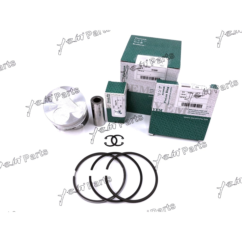 YEM Engine Parts 4 Sets STD Piston (Clip & Pin) & Rings For Kubota V1305 Diesel Engine For Kubota