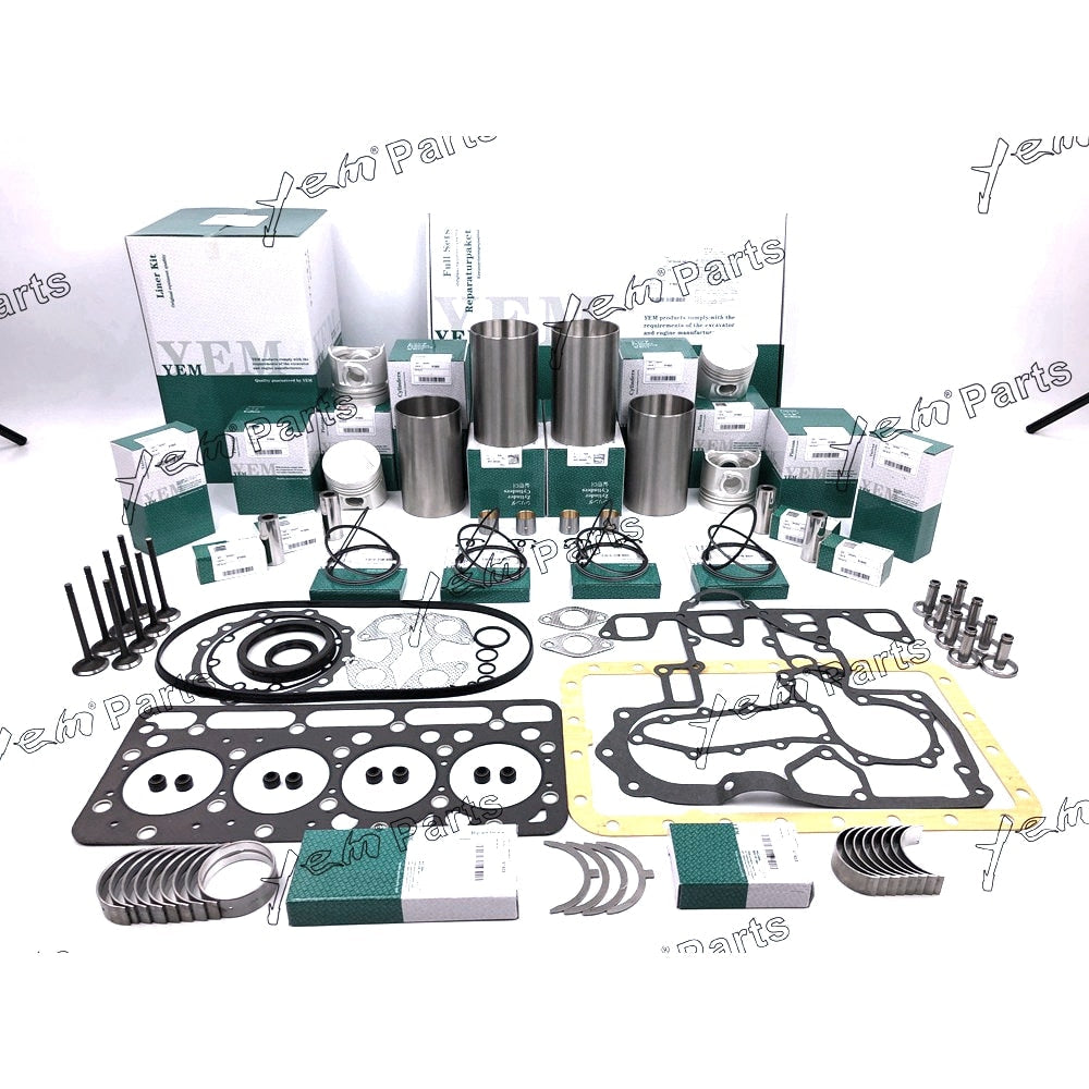 YEM Engine Parts V1903-B Overhaul Rebuild Kit For Kubota Engine L3600DT L3710HST Tractor W Valves For Kubota