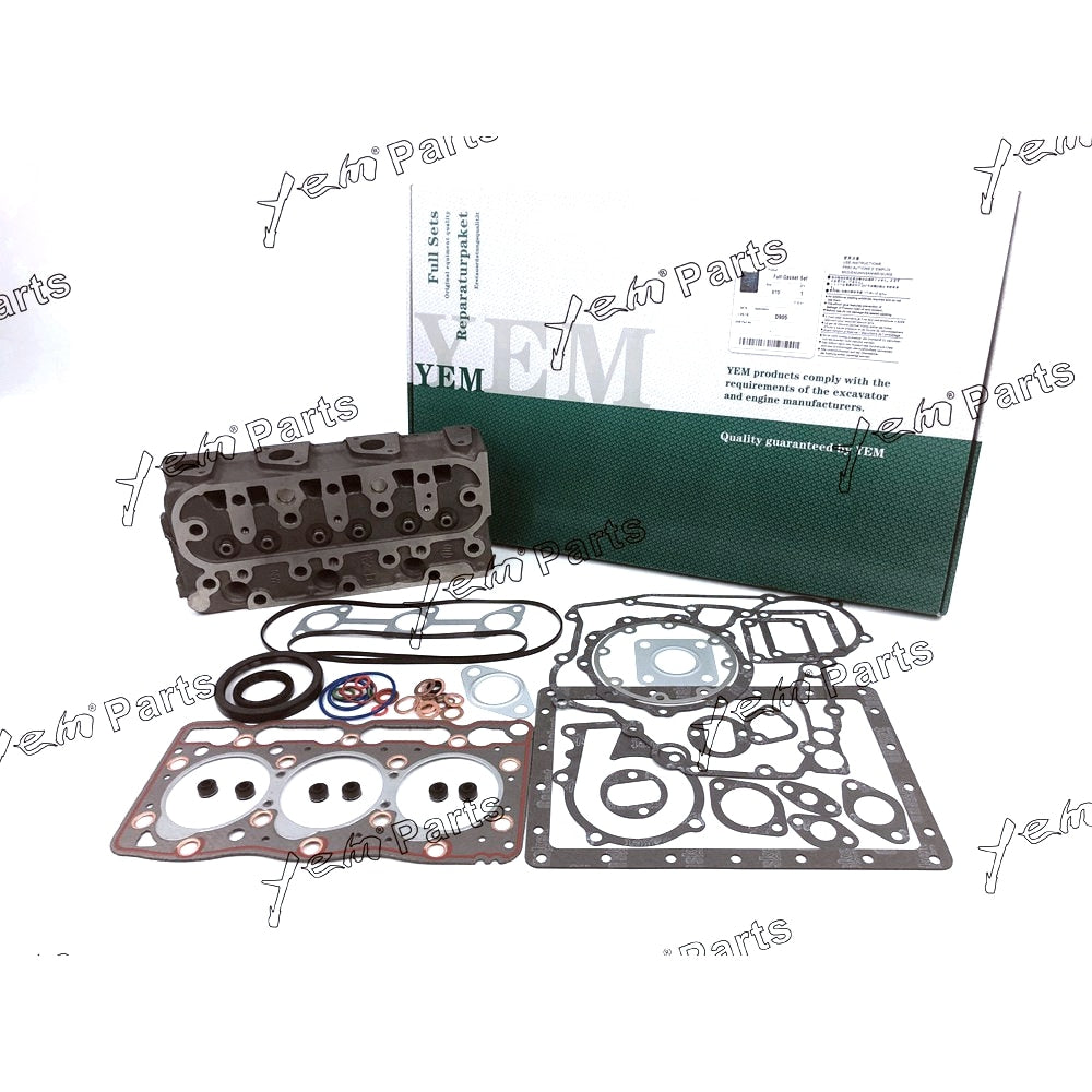 YEM Engine Parts Complete Cylinder Head Assy Valves & Full Gasket Set For Kubota D905 Engine For Kubota