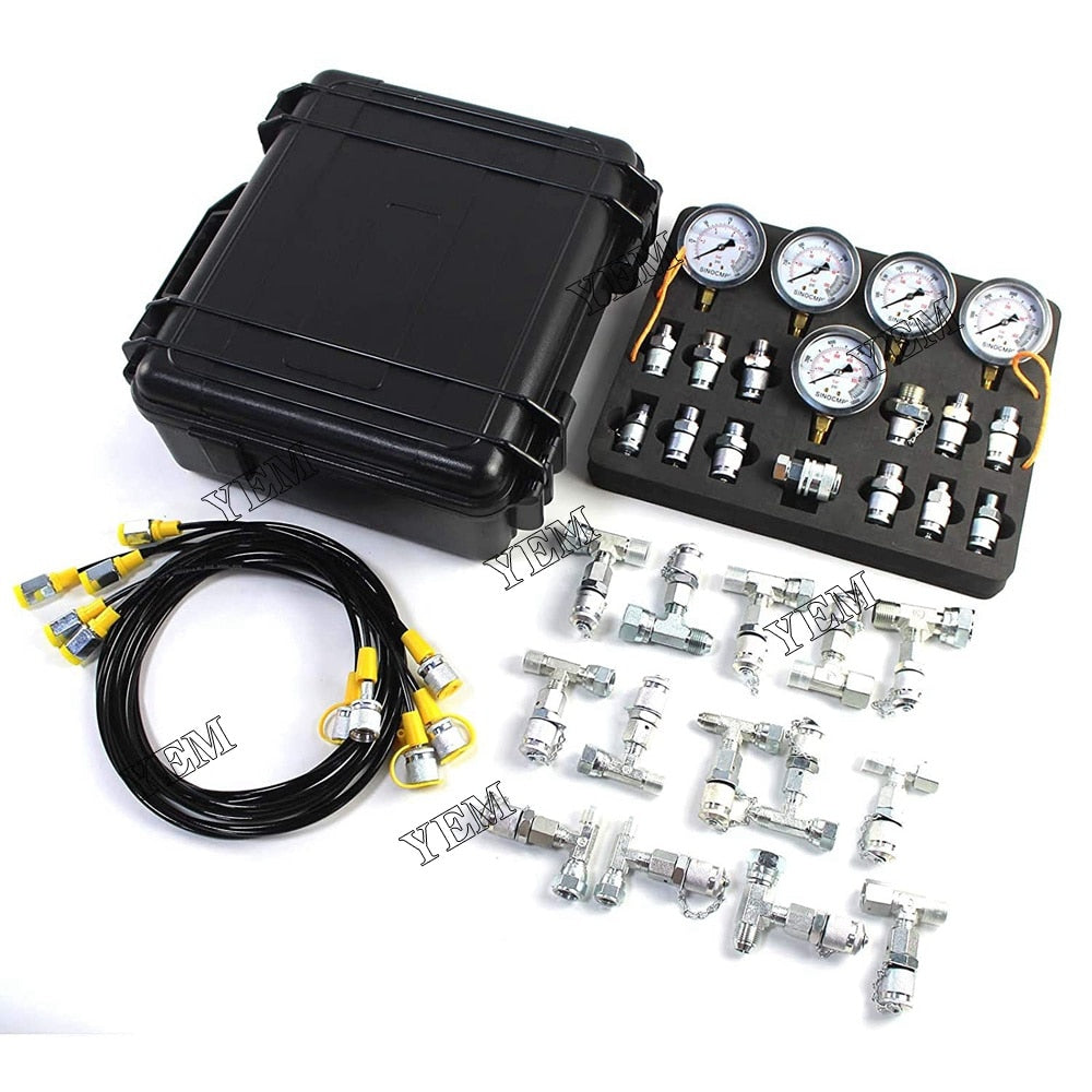 YEM Engine Parts 5 Gauge 24 Adapter Hydraulic Pressure Test Kit Quick Connector For CAT Komatsu For Komatsu