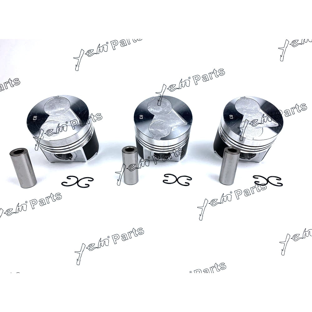 YEM Engine Parts Pistons Set Oversize 83mm (+0.50mm) For Kubota D1503 x3 PCS Engine Parts For Kubota