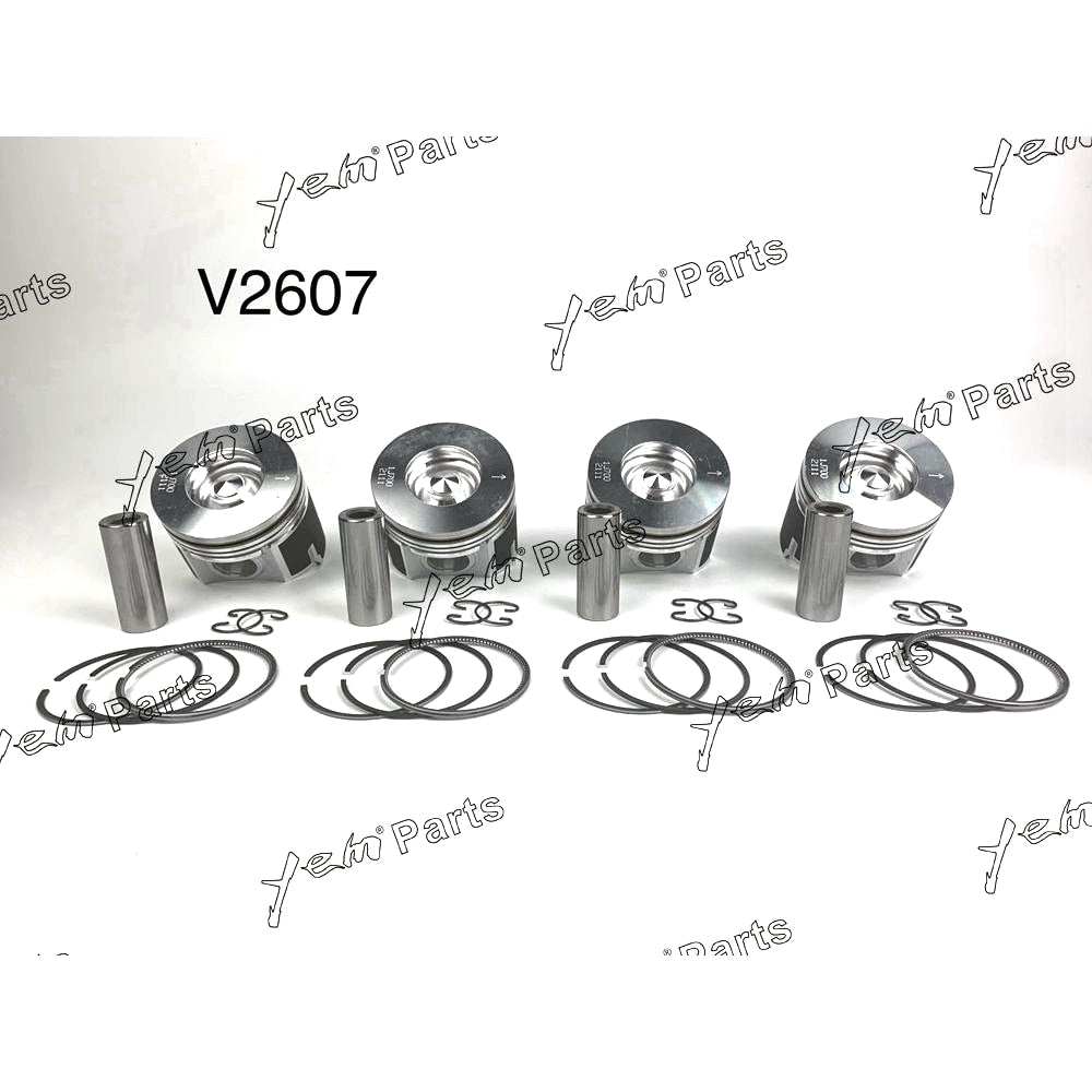 YEM Engine Parts Piston + Ring Kit Set STD 87mm For Kubota V2607 Engine Parts For Kubota