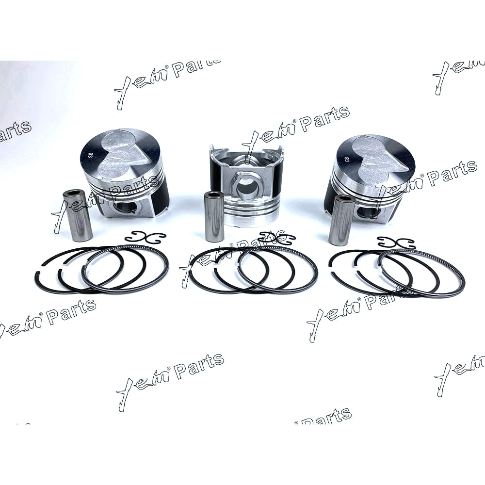 YEM Engine Parts Pistons + Rings Set Kit Oversize 83mm (+0.50mm) For Kubota D1503 x3 PCS Engine Parts For Kubota