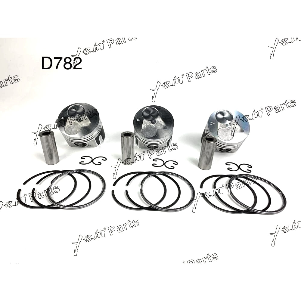 YEM Engine Parts Piston + Ring Kit Set STD 67mm For Kubota D782 x3 SETS Engine Parts For Kubota