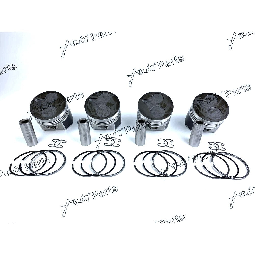 YEM Engine Parts Vortex New 4 Sets For Kubota Engine V2203 STD Piston Set (Pin & Clip) with Rings For Kubota