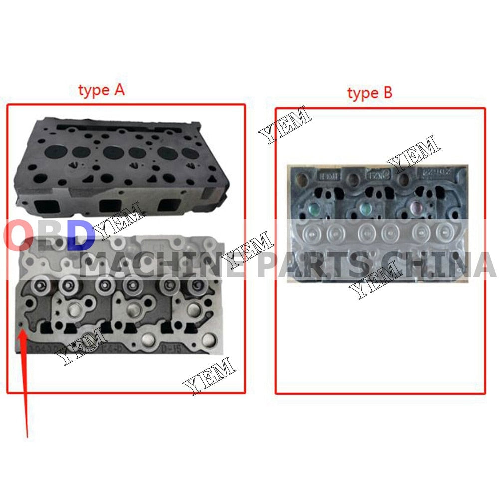 YEM Engine Parts Cylinder Head Assy W/Full Gasket For Kubota D1703 D1703E For Bobcat 238 325 328 For Kubota