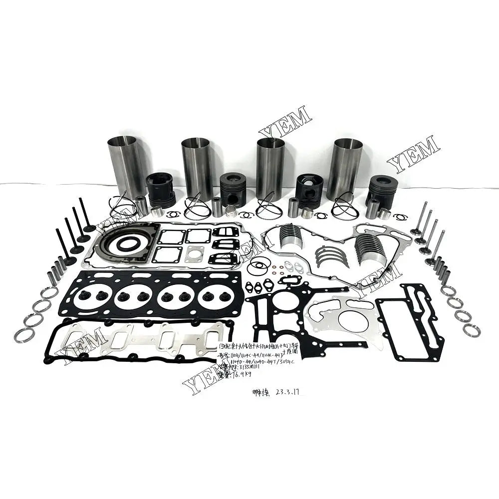 competitive price Overhaul Rebuild Kit With Gasket Set Bearing-Valve Train For Perkins 1104 excavator engine part YEMPARTS