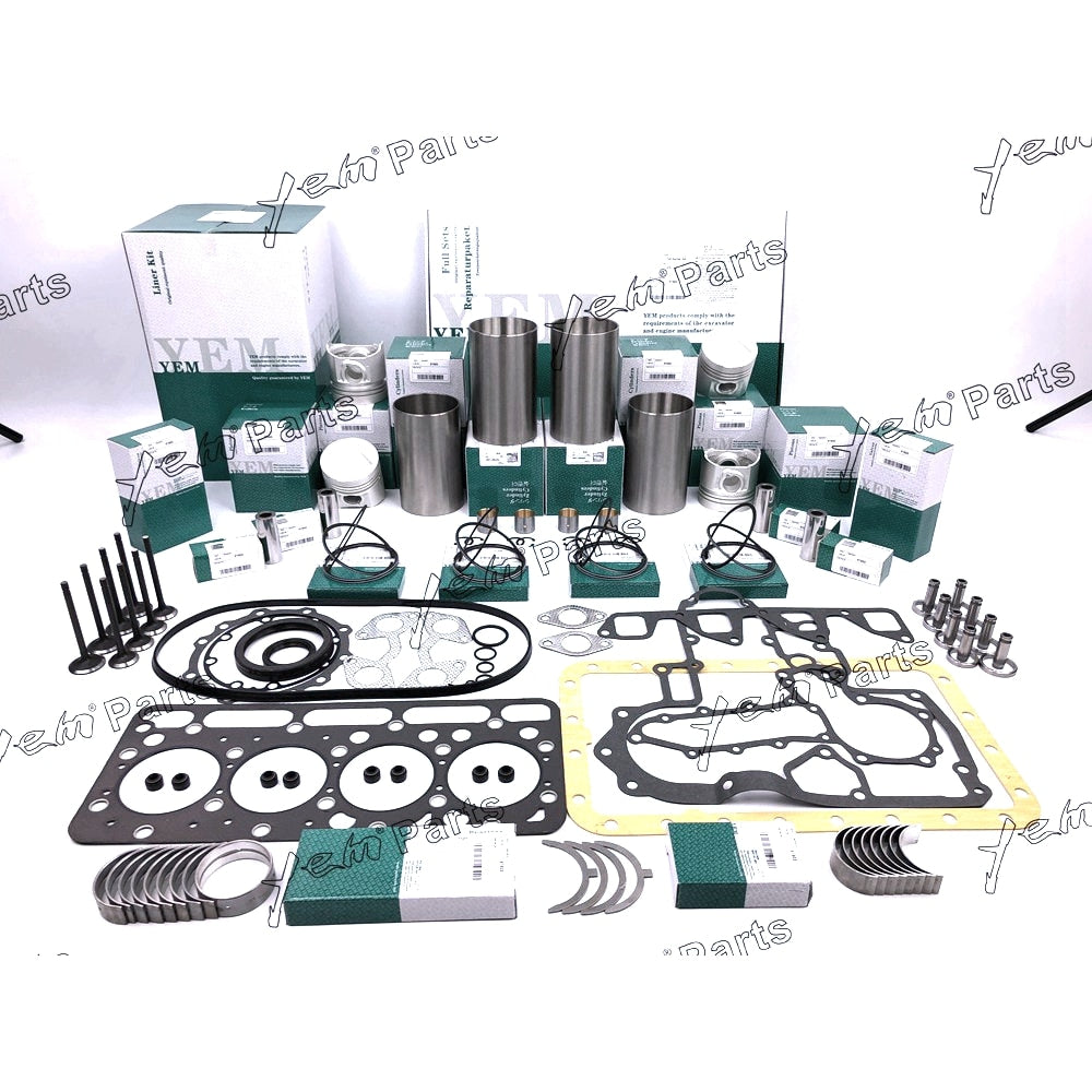 YEM Engine Parts V1903-B Overhaul Rebuild Kit For Kubota Engine L3600DT L3710HST Tractor W Valves For Kubota