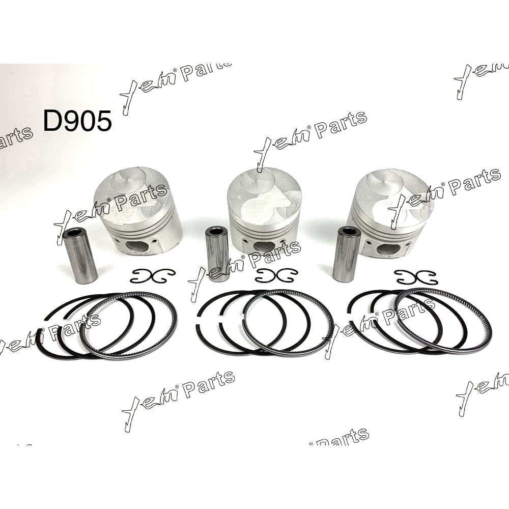 YEM Engine Parts Piston + Ring Kit Set Oversize 72mm (+0.50mm) For Kubota D905 x3 PCS Engine Parts For Kubota