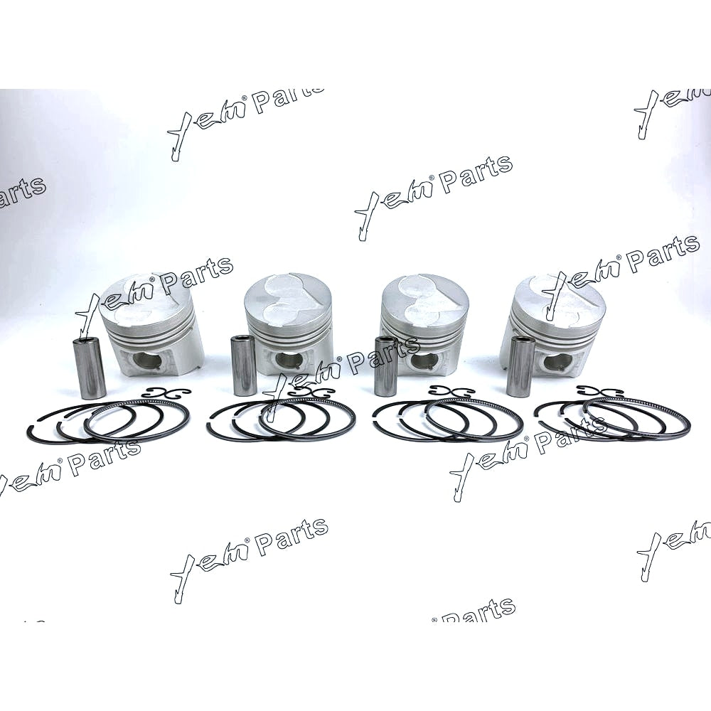 YEM Engine Parts 4 Sets STD Piston Set (Pin & Clip) with Ring For Kubota V1903 Engine For Kubota