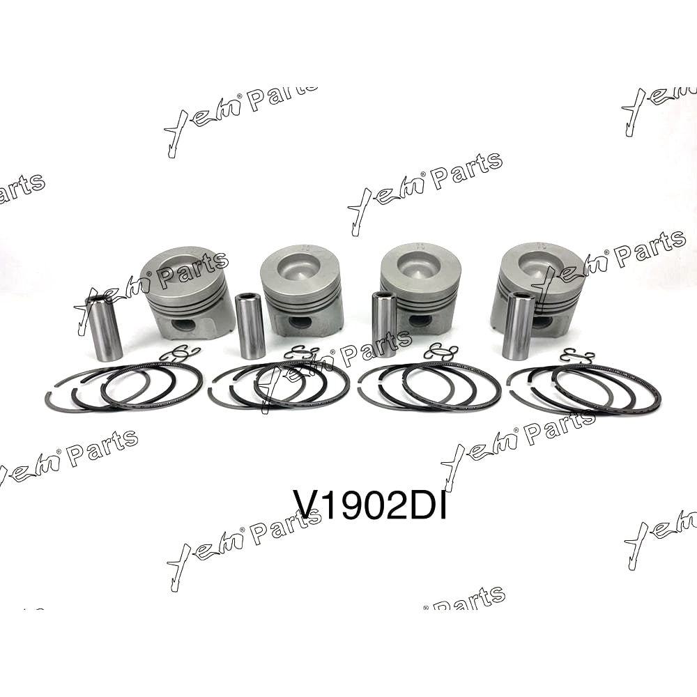 YEM Engine Parts Pistons + Rings Set Kit Oversize 85mm (+0.50mm) For Kubota V1902 x4 PCS Engine Parts For Kubota