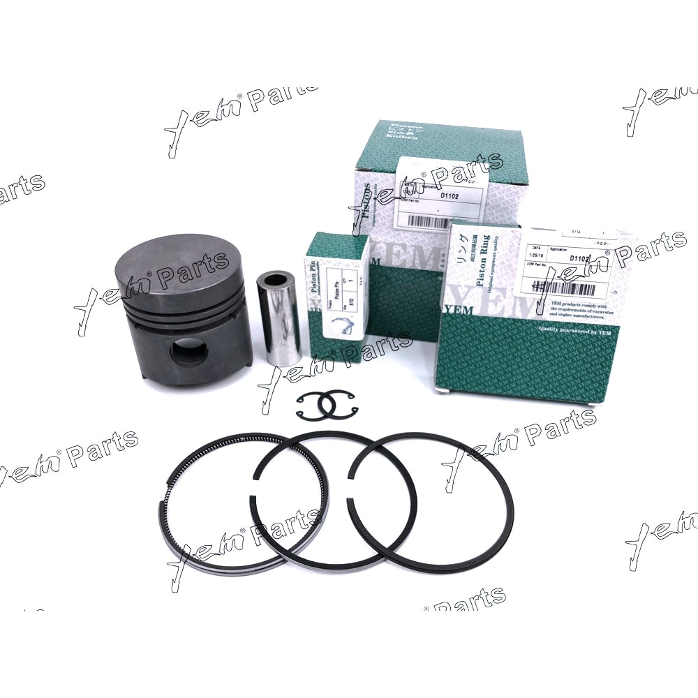 YEM Engine Parts Piston + Ring Kit Set STD 76mm For Kubota D1102 Engine Parts For Kubota