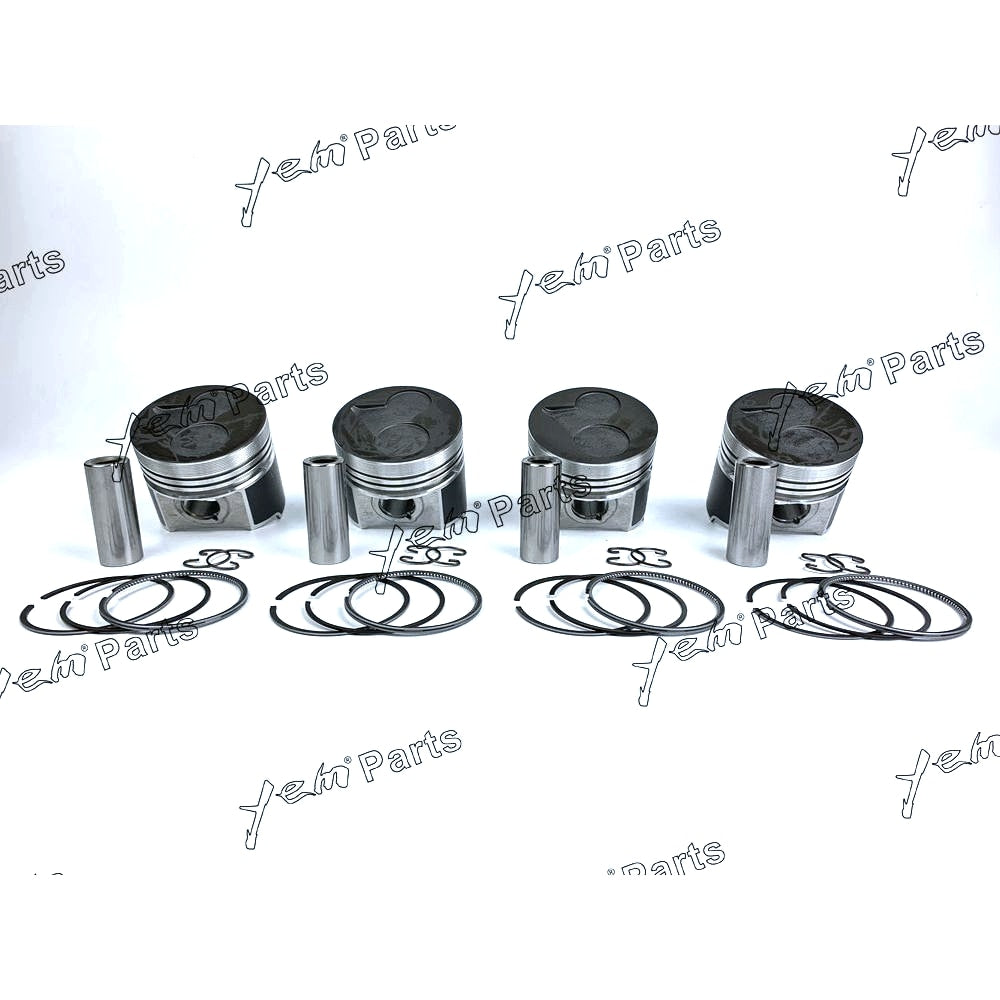 YEM Engine Parts Vortex New 4 Sets For Kubota Engine V2203 STD Piston Set (Pin & Clip) with Rings For Kubota
