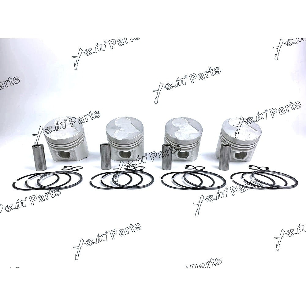 YEM Engine Parts 4 Sets STD Piston Set (Pin & Clip) with Ring For Kubota V1903 Engine For Kubota