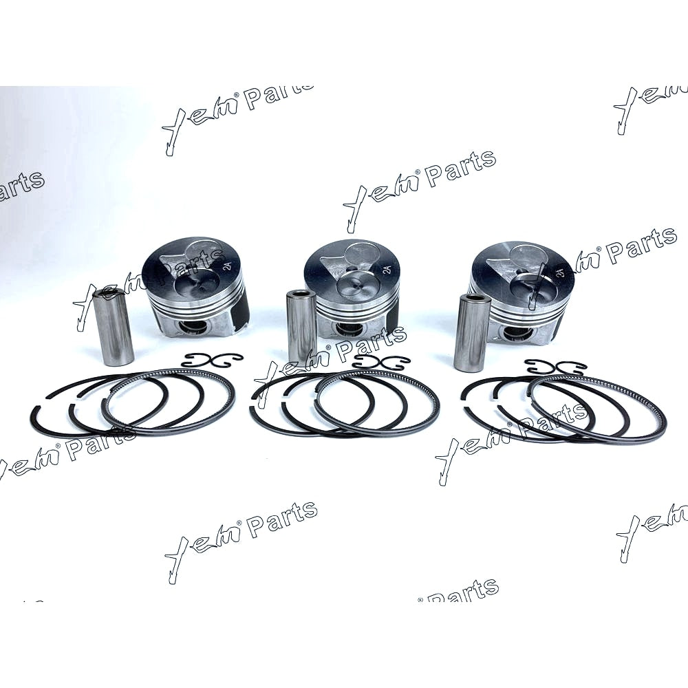 YEM Engine Parts 3 Sets STD Piston Set (Pin & Clip) with Rings For Kubota D902 Engine BX2230D For Kubota