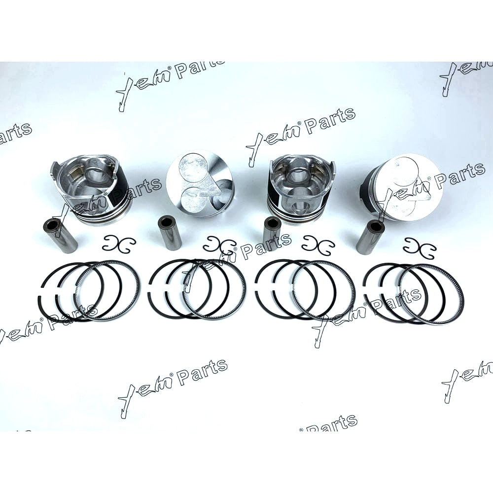 YEM Engine Parts Pistons + Rings Set Kit Oversize 78mm (+0.50mm) For Kubota V1505 x4 PCS Engine Parts For Kubota