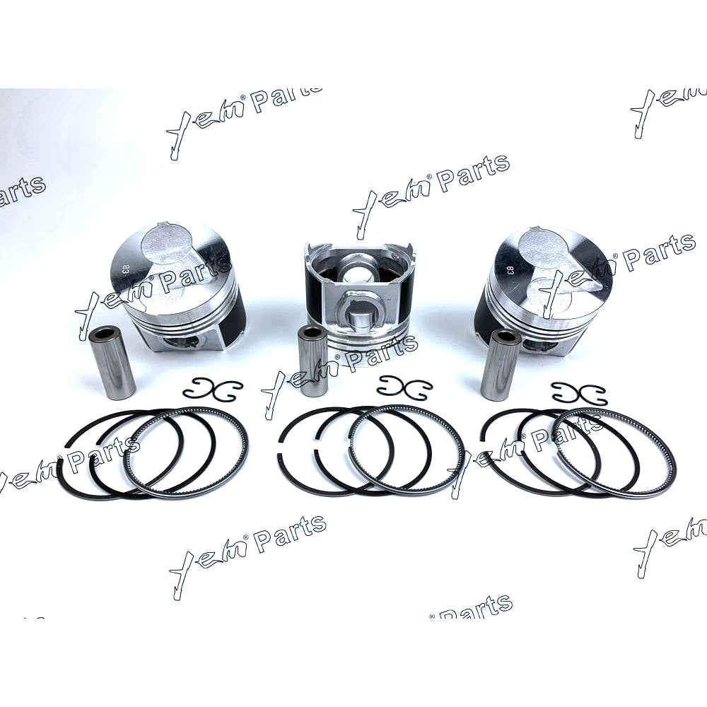 YEM Engine Parts Pistons + Rings Set Kit Oversize 83mm (+0.50mm) For Kubota D1503 x3 PCS Engine Parts For Kubota