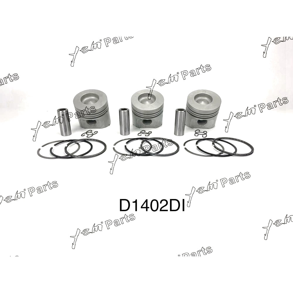 YEM Engine Parts Piston + Ring Kit Set STD 85mm For Kubota D1402-DI x3 PCS Engine Parts For Kubota