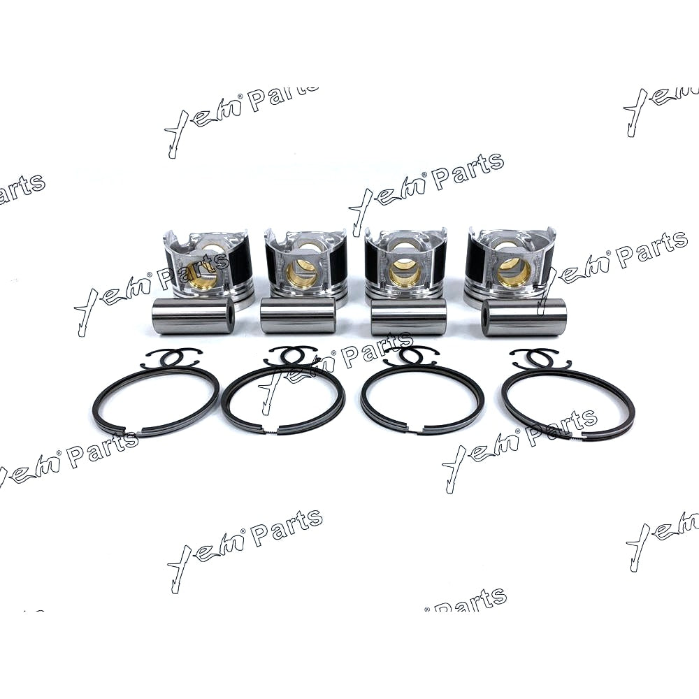 YEM Engine Parts 4 Sets STD Piston ( Clip & Pin) & Ring For Yanmar Komatsu 4TNE106 Engine S4D106 For Yanmar