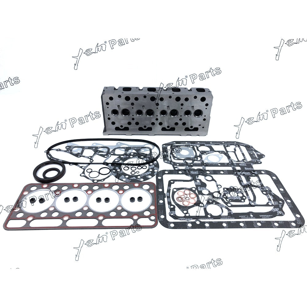 YEM Engine Parts Complete Cylinder Head Assy w Valves & Full Gasket Set For Kubota V1902 Engine For Kubota