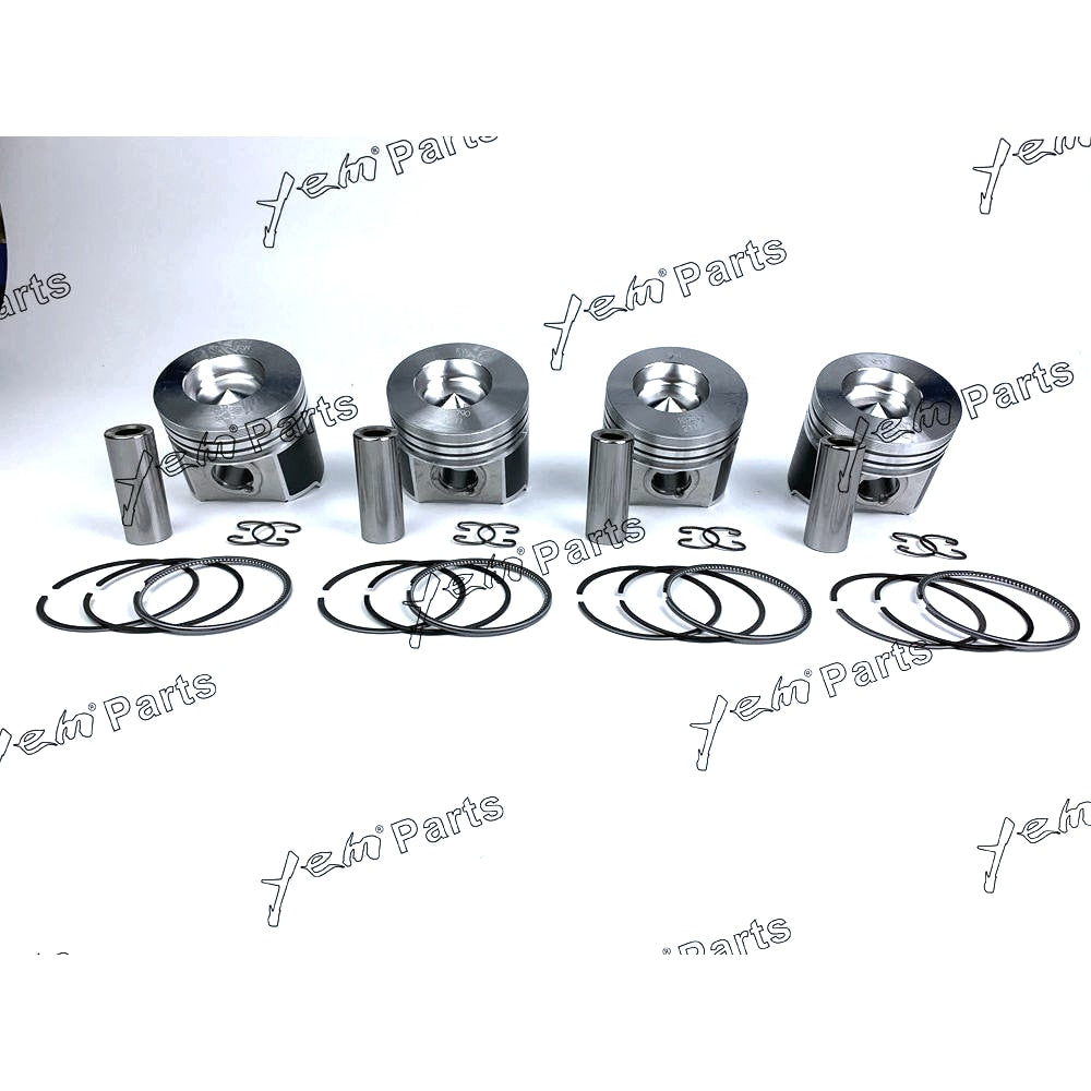 YEM Engine Parts 4 Sets Piston W Rings Oversize 87mm (+0.50mm) For Kubota V2203 Engine For Kubota