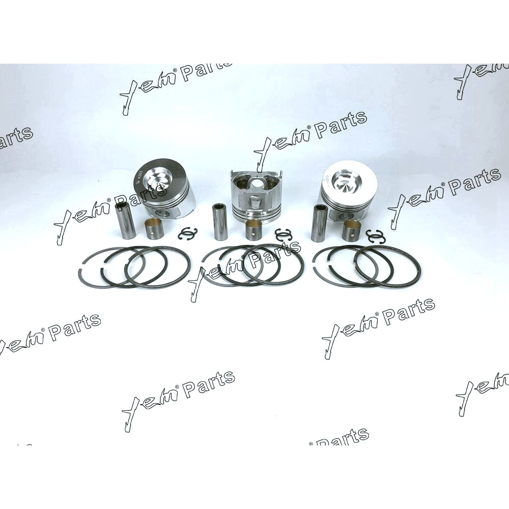 YEM Engine Parts 3 Sets STD Piston Set (Clip & Pin) With Rings For Yanmar 3TNE82 3TNE82A engine For Yanmar