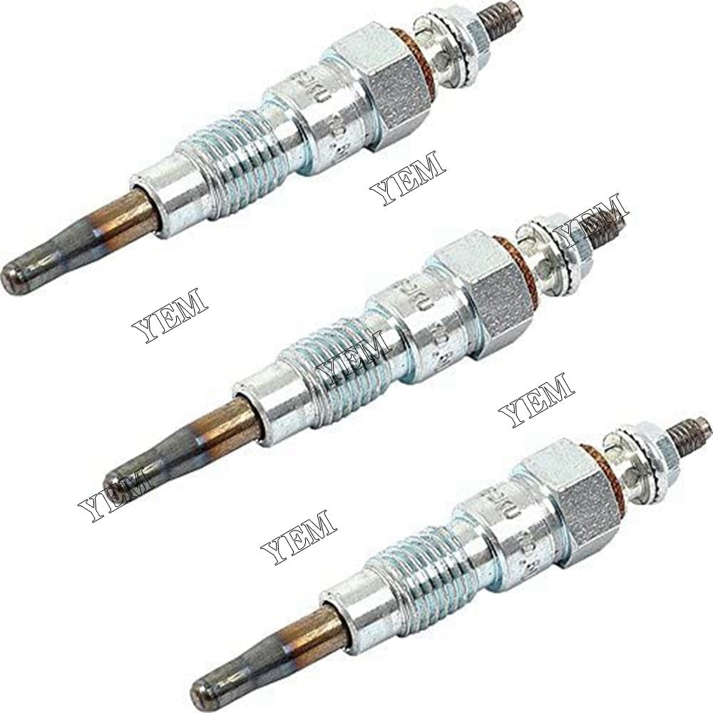 YEM Engine Parts Set Of 3 Glow Plugs For Mitsubishi S3L S3L2 Engine Compact Tractor Digger Loader For Mitsubishi