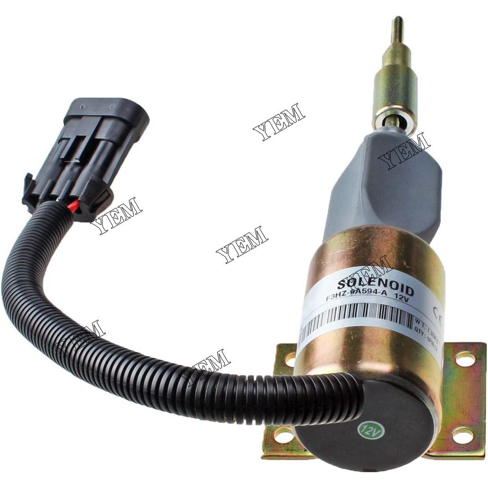 YEM Engine Parts Shut Down Fuel Shut off Solenoid Valve For 7.8 Ford Engine F3HZ-9A594-A 12V 3Pin For Other