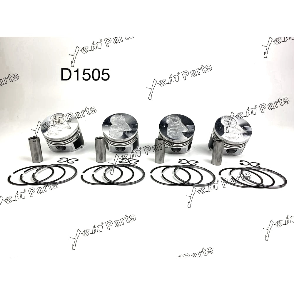 YEM Engine Parts Pistons + Rings Set Kit Oversize 78mm (+0.50mm) For Kubota V1505 x4 PCS Engine Parts For Kubota