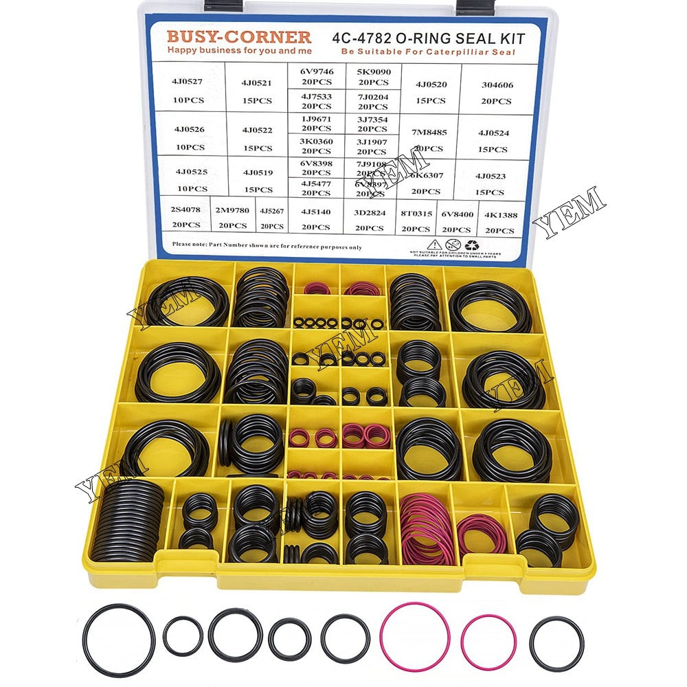 YEM Engine Parts For CAT Caterpillar SAE STOR ORFS 61 62 Seal O-Ring Kit 4C4782 For Caterpillar