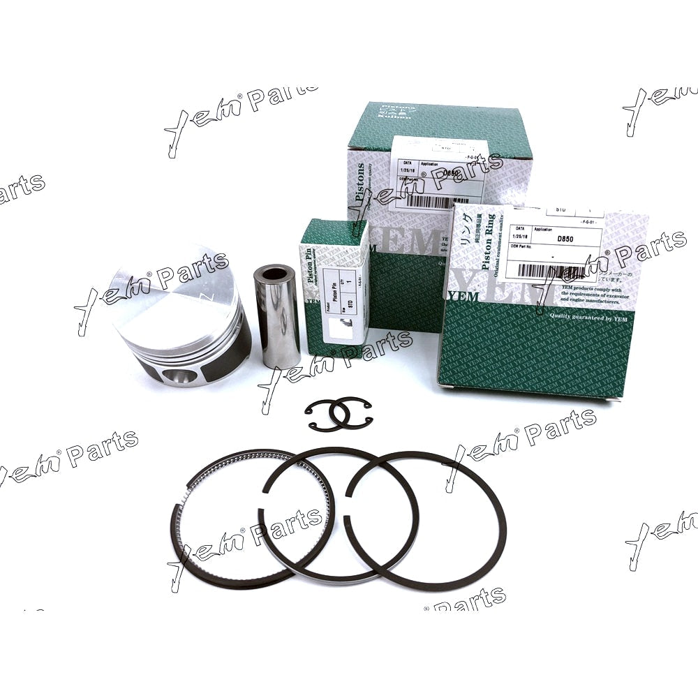 YEM Engine Parts 3 Set STD Piston With Piston Ring 15956-21110 Fit For Kubota D850 Engine For Kubota