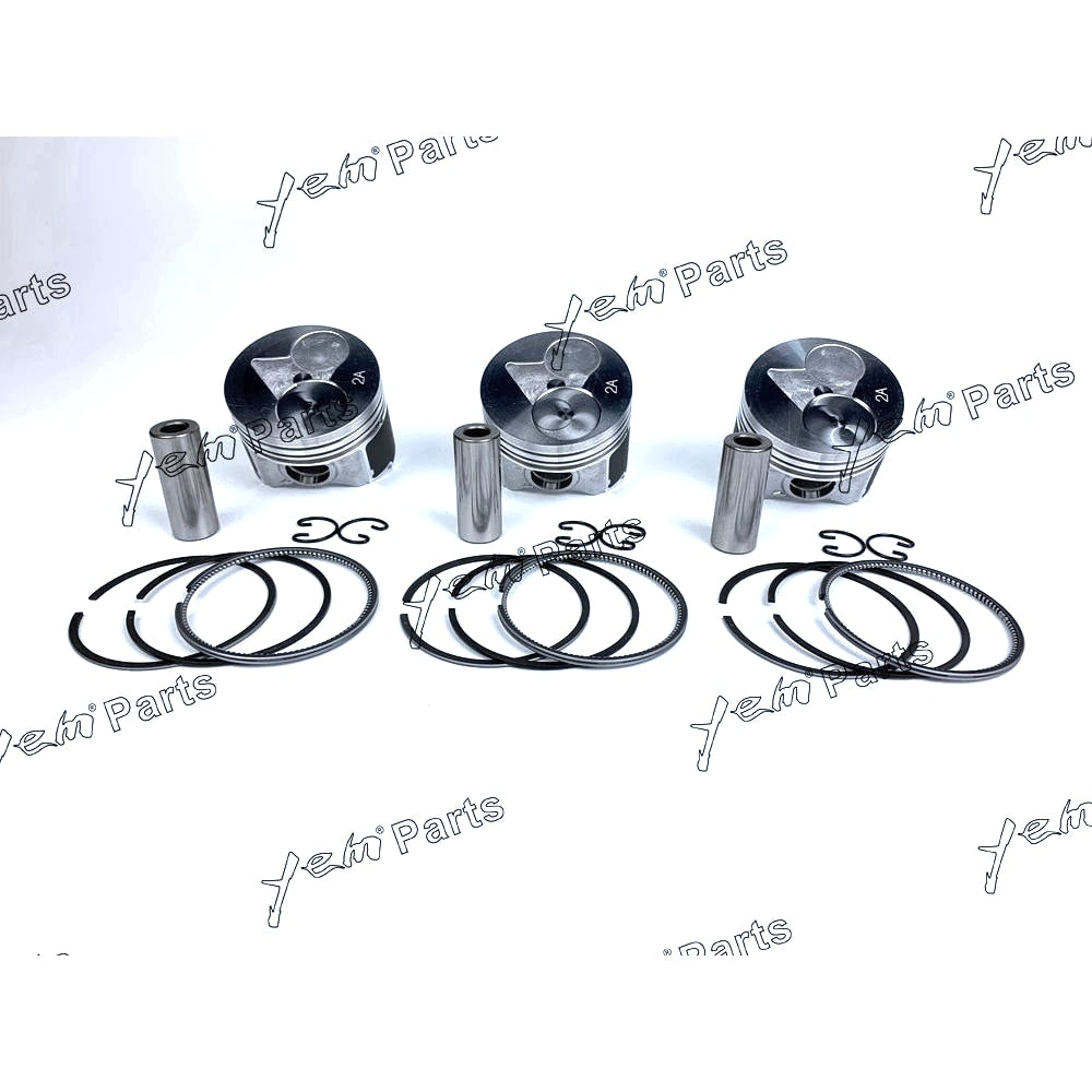 YEM Engine Parts 3 Sets STD Piston Set (Pin & Clip) with Rings For Kubota D902 Engine BX2230D For Kubota