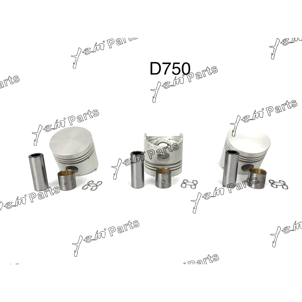 YEM Engine Parts Pistons Set STD 68mm For Kubota ZB500 / D750 x3 PCS Engine Parts For Kubota