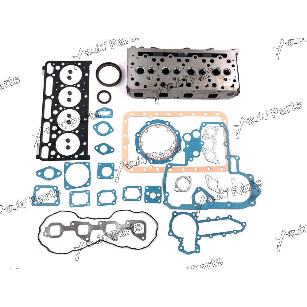 YEM Engine Parts Complete Cylinder Head W Valves, Gasket Kit Set For Kubota V2203 Engine For Kubota