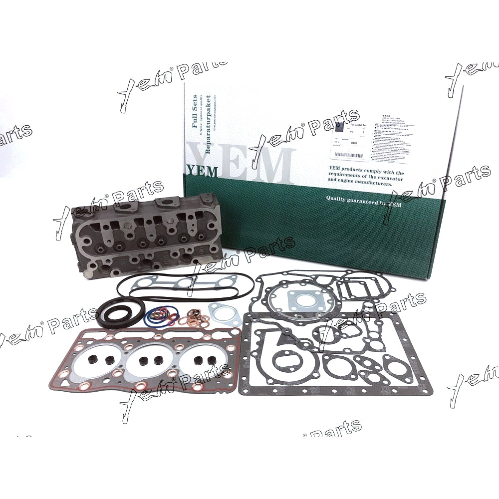 YEM Engine Parts Complete Cylinder Head Assy Valves & Full Gasket Set For Kubota D905 Engine For Kubota