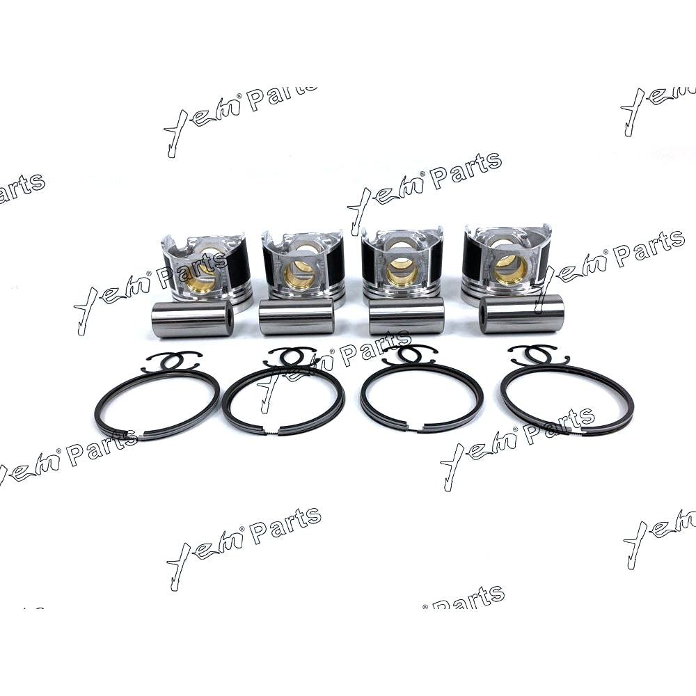 YEM Engine Parts 4 Sets STD Piston ( Clip & Pin) & Ring For Yanmar Komatsu 4TNE106 Engine S4D106 For Yanmar