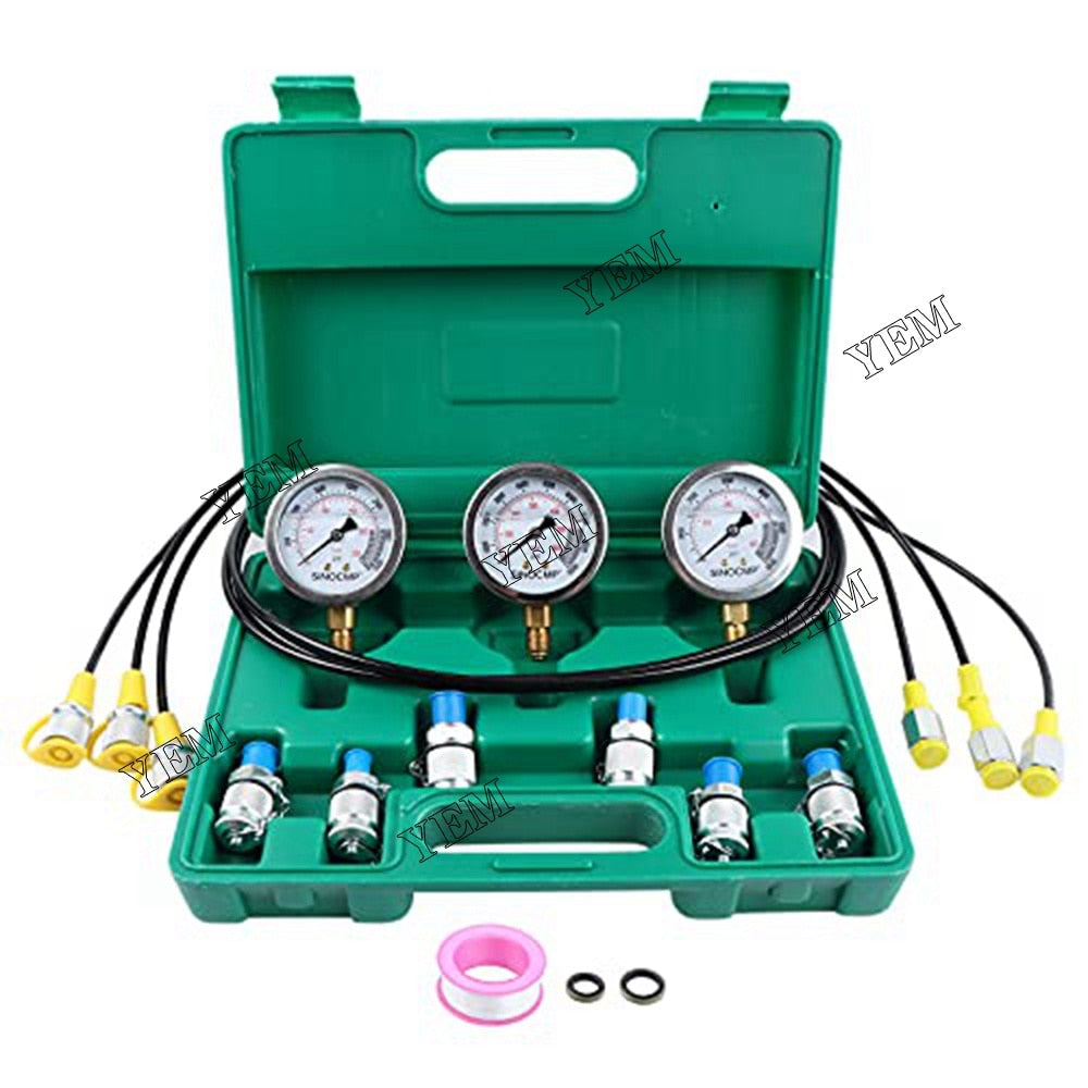 YEM Engine Parts 3 Gauge 6 Adapter Hydraulic Pressure Test Kit For Common Excavator w/ 2 year wty For Other