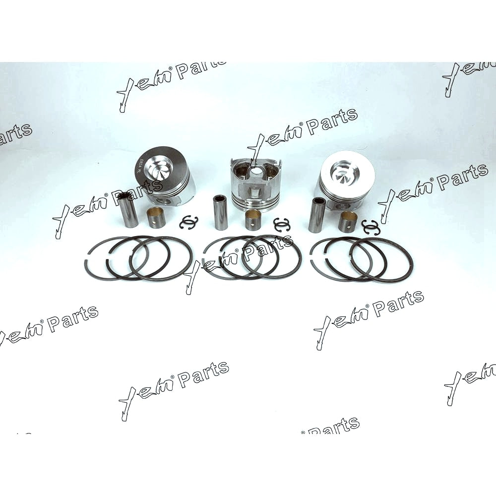 YEM Engine Parts 3 Sets STD Piston Set (Clip & Pin) With Rings For Yanmar 3TNE82 3TNE82A engine For Yanmar