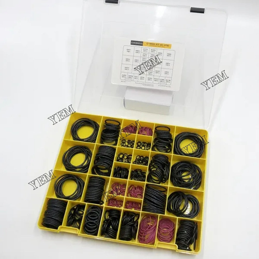 YEM Engine Parts O-Ring Kit with 580 Nitrile O Rings in 32 Sizes For Caterpillar 2701528 4C4782 For Caterpillar
