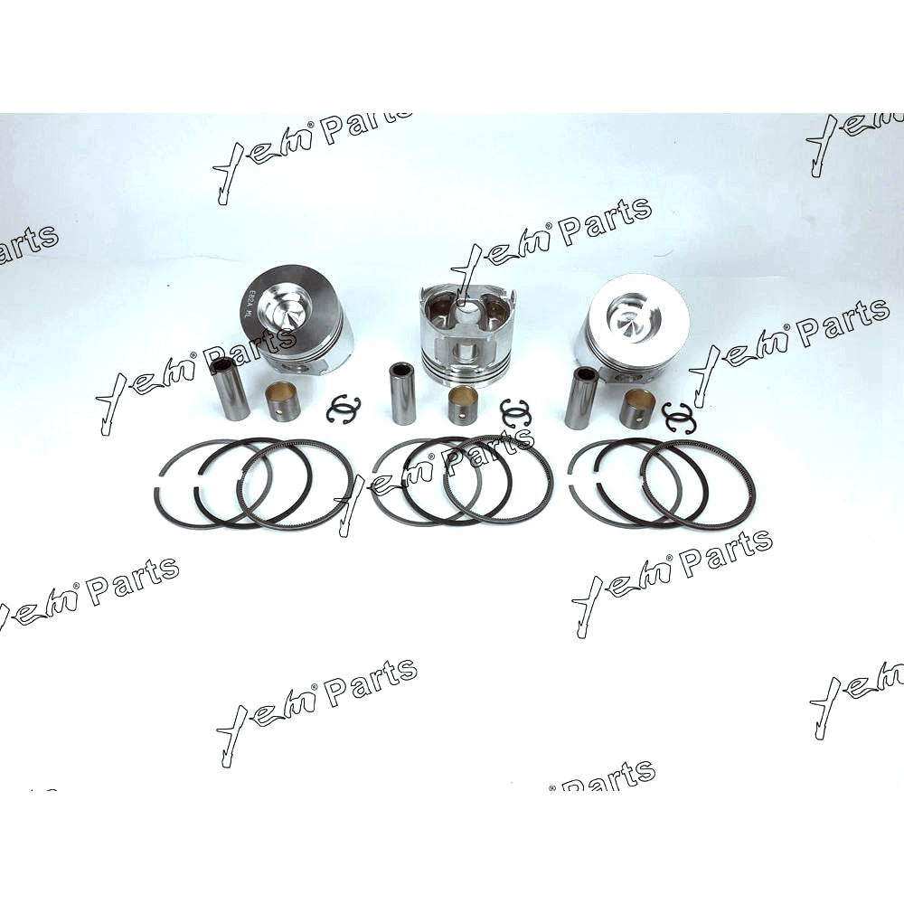 YEM Engine Parts 3 Sets STD Piston Set (Clip & Pin) With Rings For Yanmar 3TNE82 3TNE82A engine For Yanmar