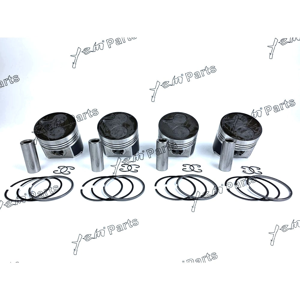 YEM Engine Parts Vortex New 4 Sets For Kubota Engine V2203 STD Piston Set (Pin & Clip) with Rings For Kubota