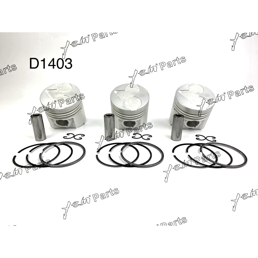 YEM Engine Parts Piston + Ring Kit Set STD 80mm For Kubota D1403 x3 PCS Engine Parts For Kubota