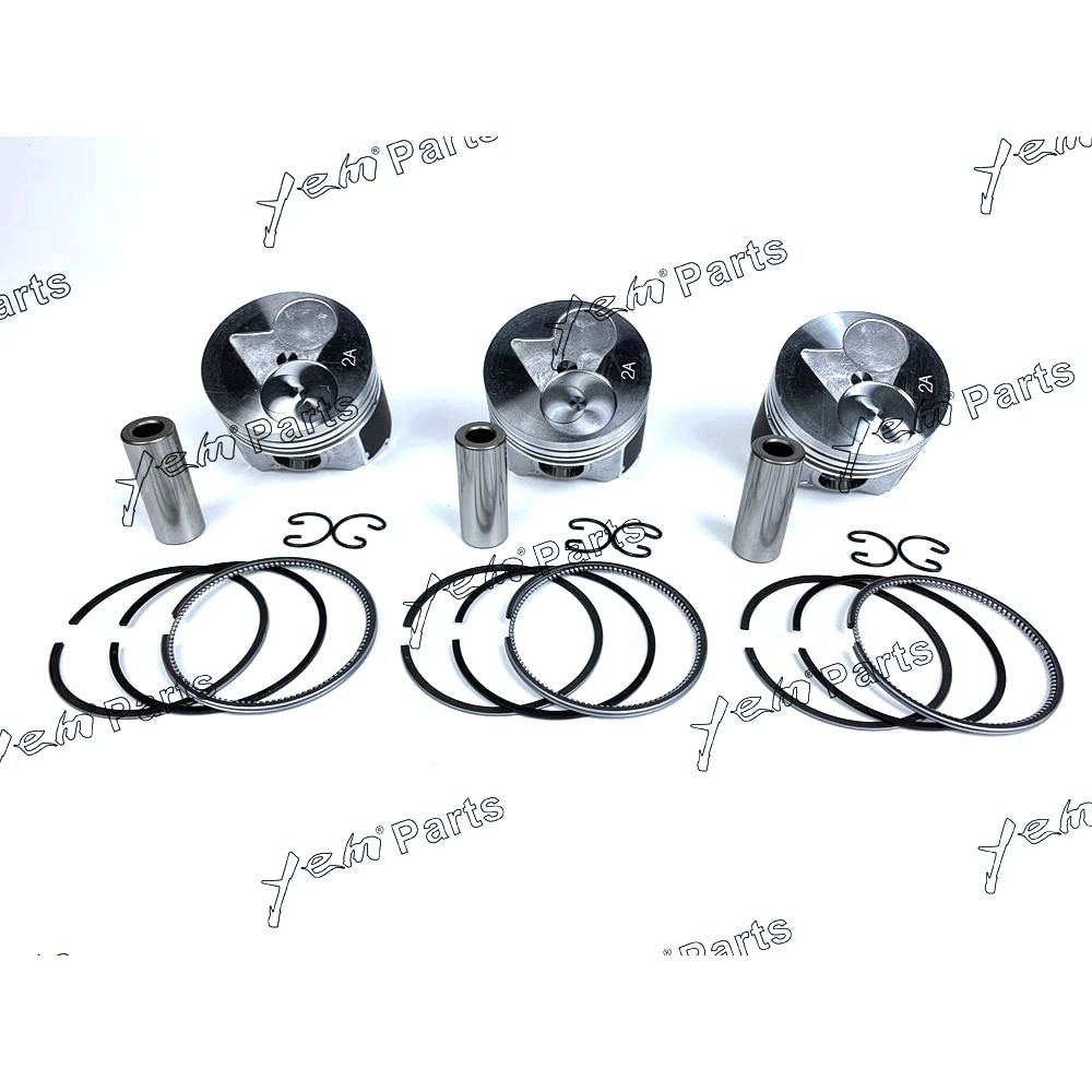 YEM Engine Parts 3 Sets STD Piston Set (Pin & Clip) with Rings For Kubota D902 Engine BX2230D For Kubota