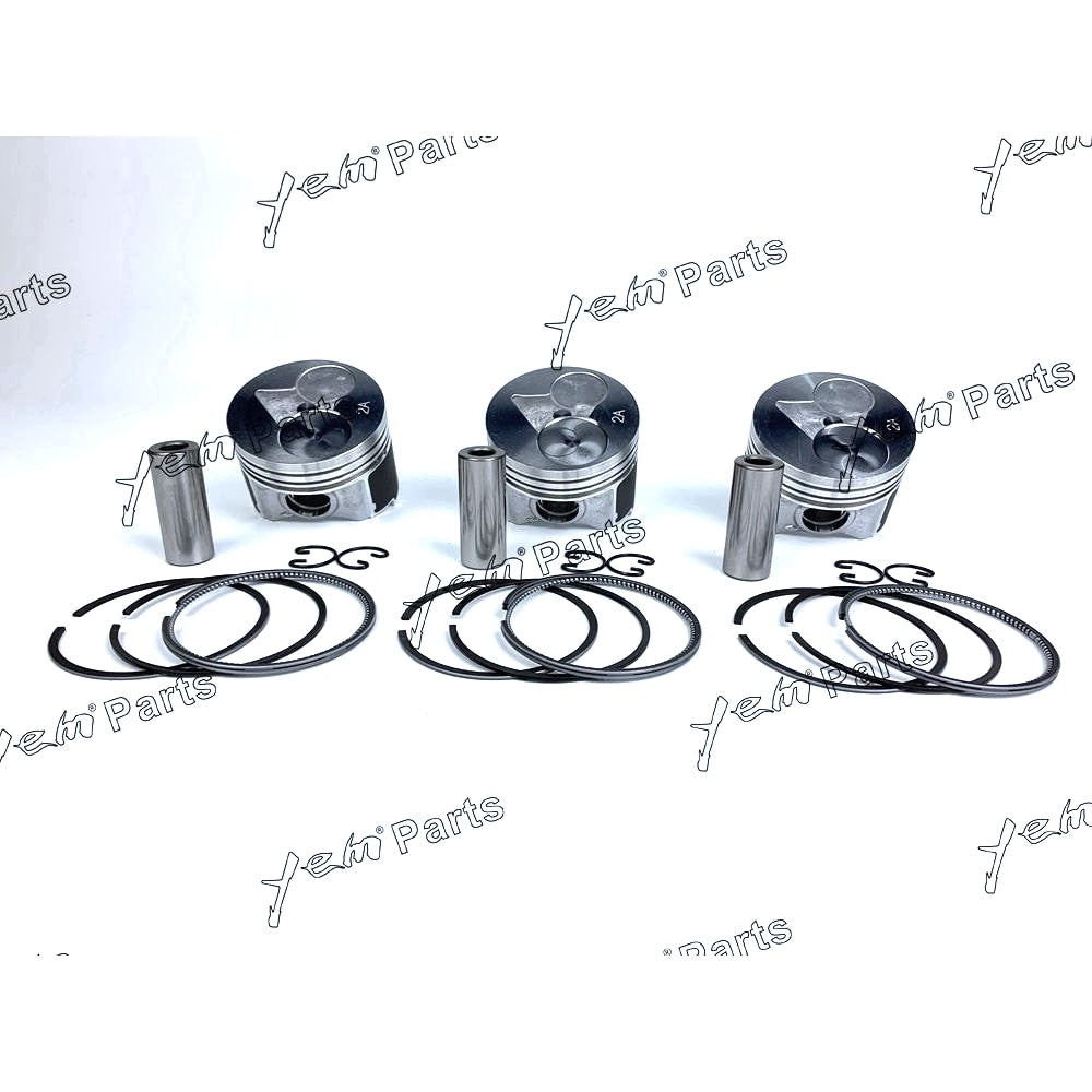 YEM Engine Parts 3 Sets STD Piston Set (Pin & Clip) with Rings For Kubota D902 Engine BX2230D For Kubota