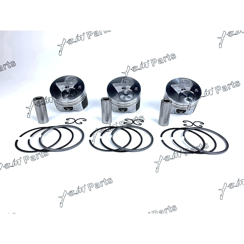 YEM Engine Parts 3 Sets STD Piston Set (Pin & Clip) with Rings For Kubota D902 Engine BX2230D For Kubota