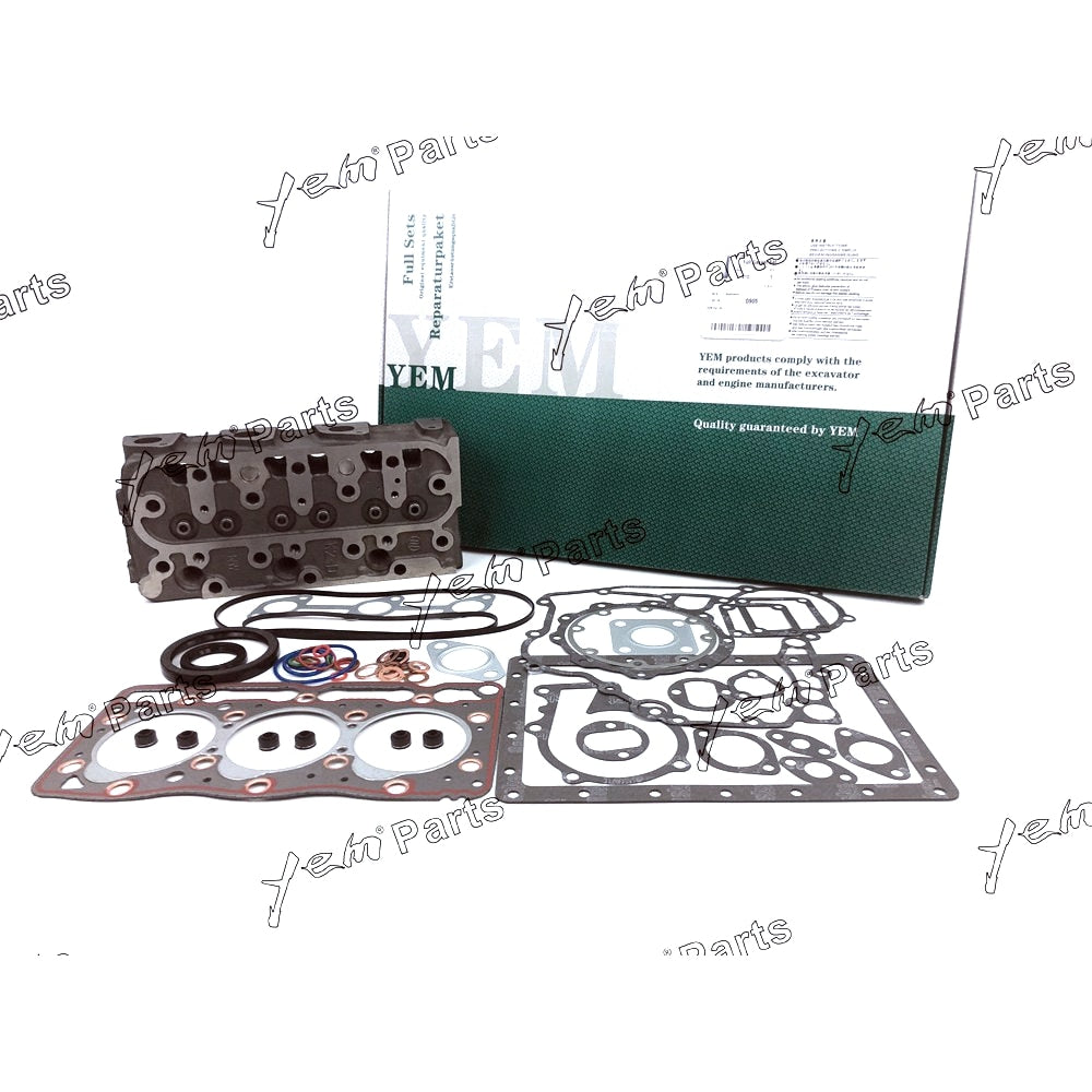 YEM Engine Parts Complete Cylinder Head Assy Valves & Full Gasket Set For Kubota D905 Engine For Kubota